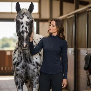 Lightbare Black Half Zip Equestrian Base Layer Top Size S New has Thumb Holes